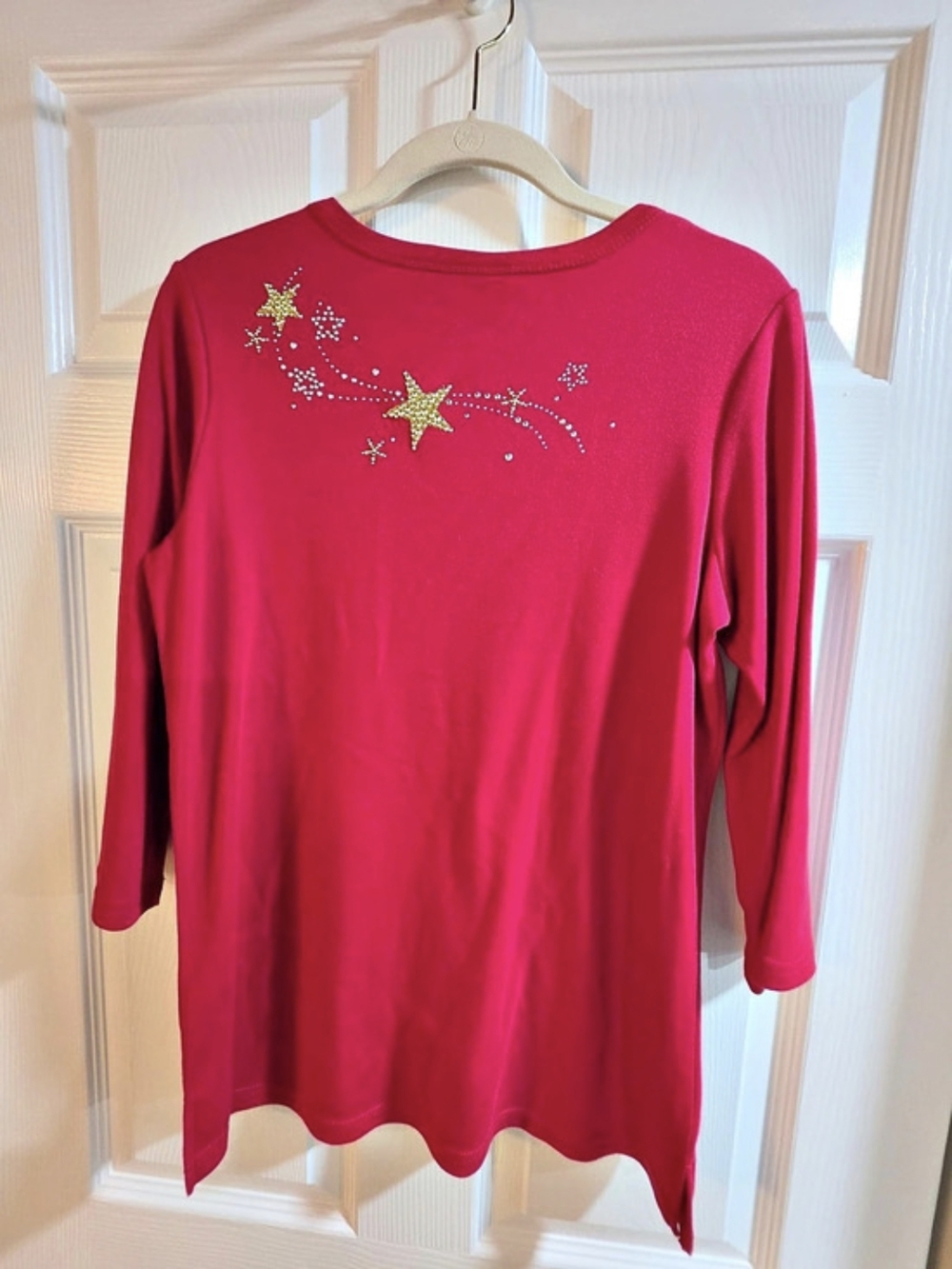 Quacker Factory Red Star Rhinestone Top Size XS - Picture 2 of 3